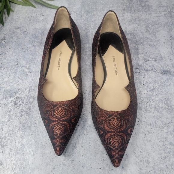 Paul Andrew | Brocade Print Pointy Toe Ballet Flats Size 37 - Picture 1 of 9